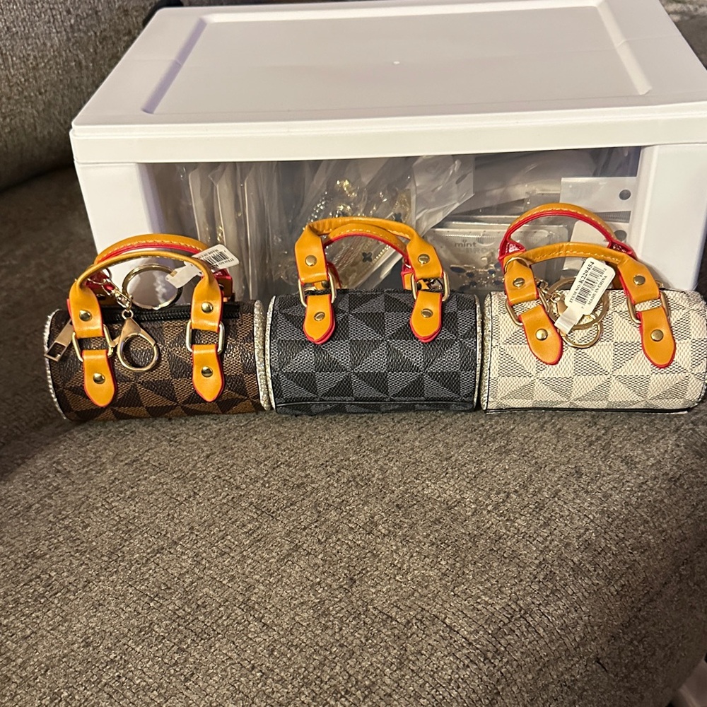 Stylish Women's Handbag keychain charm - Brown, Black, The Cream one is sold